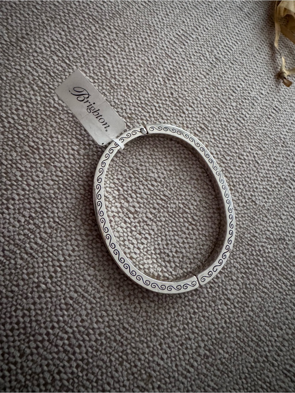 Brighton Silver-Tone Scroll Magnetic Hinged Bangle Bracelet - Silver